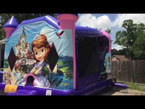 Sofia the First Bounce House Moonwalk w/ (Wet or Dry Slide) - Video