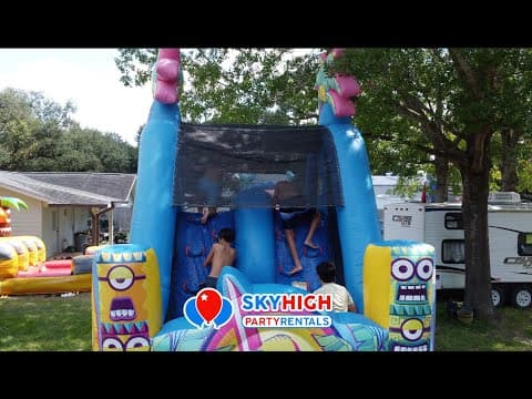 Minions Wet or Dry Water Slide (Part 2 Slide of 50ft Minions Obstacle) - Video