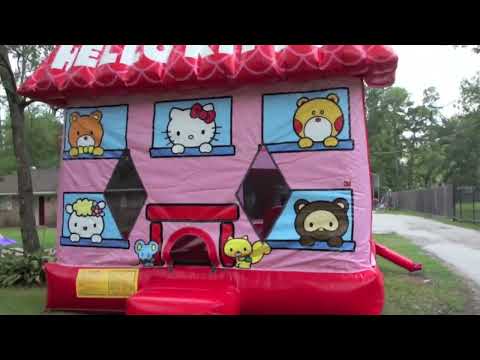 Hello Kitty Bounce House Moonwalk w/ (Dry or Wet/Water Slide) - Video