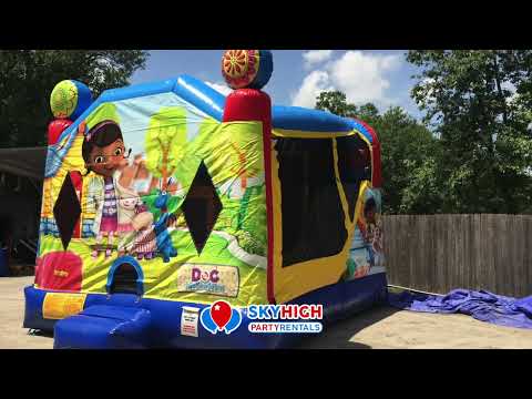 Doc Mcstuffins Bounce House Moonwalk w/ (Wet or Dry Slide) - Video