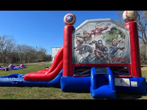 3in1 Marvel Avengers EZ Bounce House Combo w/ (Dry or Wet/Water Slide) - Video