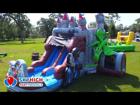 Knights & Dragons Castle Bouncer Combo w/ Wet or Dry Water Slide  - Video