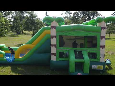 Palm Tree Bounce House Combo Wet or Dry Slide - Video