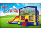 3in1 SpongeBob bounce house with wet or dry slide rental in Houston, perfect for Cypress birthday parties and events for ages 3