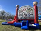 Perfect for Dallas birthday parties, this Marvel Avengers bounce house rental features a 3-in-1 combo with dual slides