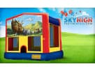 Noah's Ark themed 13x13 bounce house rental in Dallas with colorful animal graphics, ideal for church festivals and McKinney