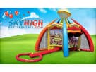 Perfect for Garland birthday parties, this sports-themed bounce house rental in Dallas features six interactive games