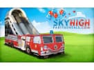 Red and white fire truck bounce house with attached slide rental in Austin—perfect for Kyle birthday celebrations.