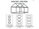 Renta de carpa tipo High Peak de 10x20 pies en Houston, ideal para eventos en Spring con capacidad para 32 personas.