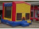 13x red and yellow bounce house rental in Houston with mesh windows, ideal for League City parties.