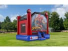 Spider-Man bounce house rental in Dallas with dual towers, ideal for outdoor parties in Fort Worth.
