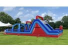 140ft U-Turn Rugged Warriors obstacle course rental in Austin with climbing wall and dual slides, ideal for Round Rock events.