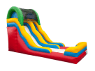 15ft water slide rental in Austin with attached pool—colorful inflatable design perfect for San Marcos summer parties.