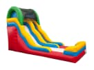 Colorful 15ft water slide rental in Dallas with dual yellow and blue slides, ideal for Grand Prairie summer parties.
