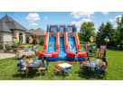 Dual-lane water slide rental in Dallas with 15ft height, ideal for Arlington birthday parties and backyard events.