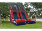 Perfect for Pearland parties, this 15ft dual-lane water slide rental in Houston features wet-or-dry versatility with tall curved