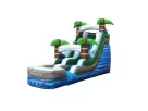 Tropical palm tree water slide rental in Austin with wet or dry slide options, ideal for Cedar Park summer parties.
