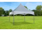 Perfect for Pasadena gatherings, this 15x15 high peak tent rental in Houston seats up to 37 guests with elegant weather