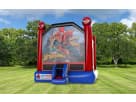 Spider-Man bounce house rental in Houston backyard—15x15 inflatable holds up to 8 kids, ideal for Conroe parties.