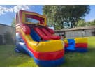 Colorful double water slide rental in Dallas with dual racing lanes, ideal for kids' parties in Arlington.