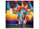 Colorful 16ft Jr. Double water slide rental in Houston with dual lanes, ideal for Pearland parties and outdoor celebrations