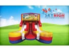 Colorful unicorn double slide rental in Austin with wet or dry lane options, ideal for Pflugerville birthday parties and outdoor