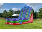 Tobogán acuático 18ft Retro Double disponible para renta en Austin — perfecto para eventos en Buda con tres carriles y piscina.