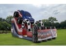 Tobogán acuático Monster Truck rojo, blanco y azul de 18ft en Houston — renta con diseño patriota ideal para fiestas