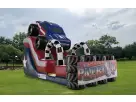 Patriot Monster Truck water slide rental in Houston with red, white, and blue design, ideal for The Woodlands parties.