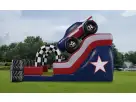 Perfect for The Woodlands parties, this 18ft Patriot Monster Truck water slide rental in Houston features red, white, and blue