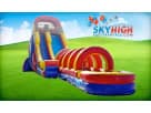 20ft Rainbow Screamer water slide rental in Austin with slip n slide — ideal for Cedar Park parties.