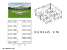 20x20 frame tent rental in Houston with seating for up to 66 guests, ideal for Pearland outdoor events and weddings.