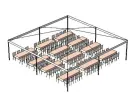 Perfect for The Woodlands events, this 30ft x 30ft frame tent rental in Houston accommodates up to 72 guests for sit-down dinners