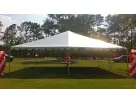 30ft x 30ft frame tent rental in Houston with weather-resistant vinyl, ideal for Spring weddings and large events accommodating
