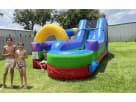 34ft Retro Combo water slide rental in Houston with slip n slide feature—ideal for The Woodlands backyard parties.