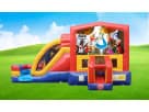Alice in Wonderland obstacle course rental in Austin with climbing wall and slide, ideal for Georgetown birthday parties.