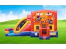 Nerf War 3in1 obstacle bounce house rental in Houston with slide—ideal for League City birthday parties and outdoor events.