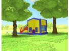 Winnie the Pooh 3in1 obstacle course with wet or dry slide rental in Dallas, ideal for McKinney birthday parties and events.