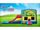 Easter 3in1 obstacle course rental in Dallas with wet or dry slide, ideal for Lewisville birthday parties.