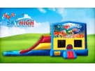 Little Mermaid 3in1 obstacle course rental in Dallas with integrated slide, ideal for Irving birthday parties.