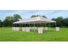 Perfecta para bodas en Houston, esta renta de carpa 40x100 con capacidad para 660 invitados incluye rayas rosa y blanco.