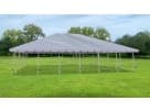 Carpa de marco gris de 40x40 pies ideal para bodas y eventos corporativos en Houston, sin postes centrales para espacio abierto.