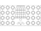 Large event floor plan layout for a 40ft x 80ft frame tent rental in Houston, showing banquet table seating for up to 530 guests