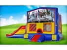 Power Rangers 3in1 bounce house with slide rental in Houston—wet or dry slide option ideal for League City birthday parties.