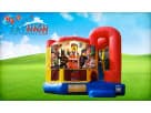 Lego Movie bounce house rental in Houston with wet or dry slide, featuring climbing tower and basketball hoop, ideal for Sugar