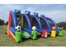 Perfect for Kyle birthday parties, this 4in1 Sports Challenge interactive bounce house rental in Austin features soccer