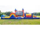 Perfect for Irving birthday parties, this 50ft dinosaur obstacle course rental in Dallas features a wet or dry slide