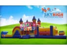 DC Super Hero Girls 50ft obstacle course rental in Dallas with wet or dry slide, ideal for McKinney parties.