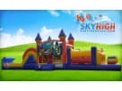 50ft Ninja Turtles obstacle course with wet or dry slide rental in Houston, perfect for Sugar Land birthday parties.