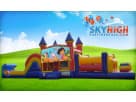 Dora the Explorer 50ft obstacle course rental in Austin with wet or dry slide, perfect for Pflugerville birthday parties.